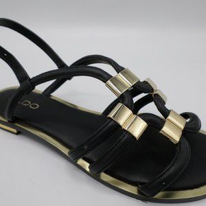 Aldo Sandals Flat Black Gold US Size 9 EUR 40